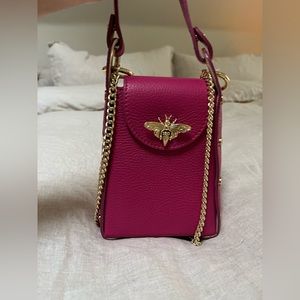 Pink Italian Leather Hand Bag